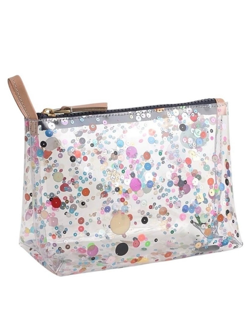 J Crew Cosmetic Case Clear Sequins Travel Pouch Makeup Bag Toiletry Bag Whimsy